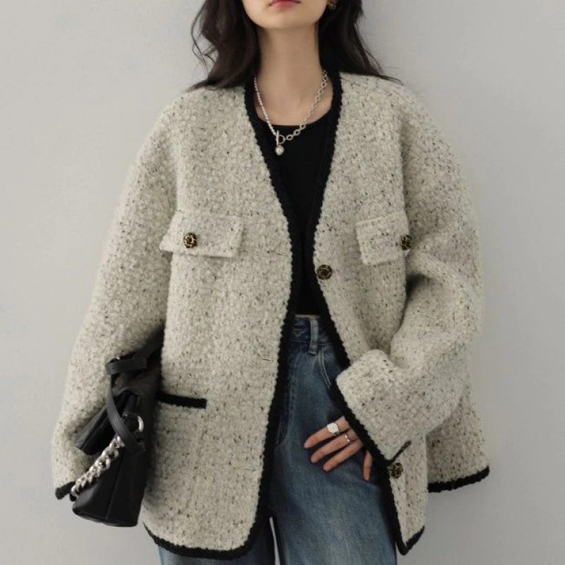 Autumn And Winter Vintage Craft Casual Woolen Top