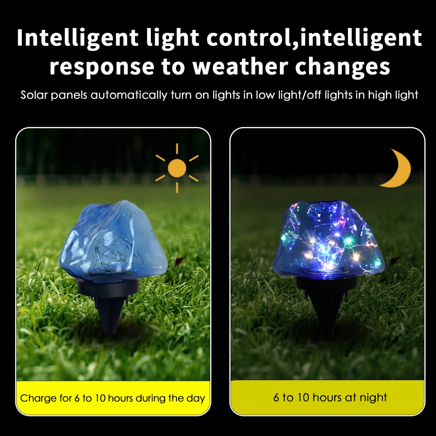 Crystal Rock Lights Outdoor Solar Powered Garden Lights Stake Lights