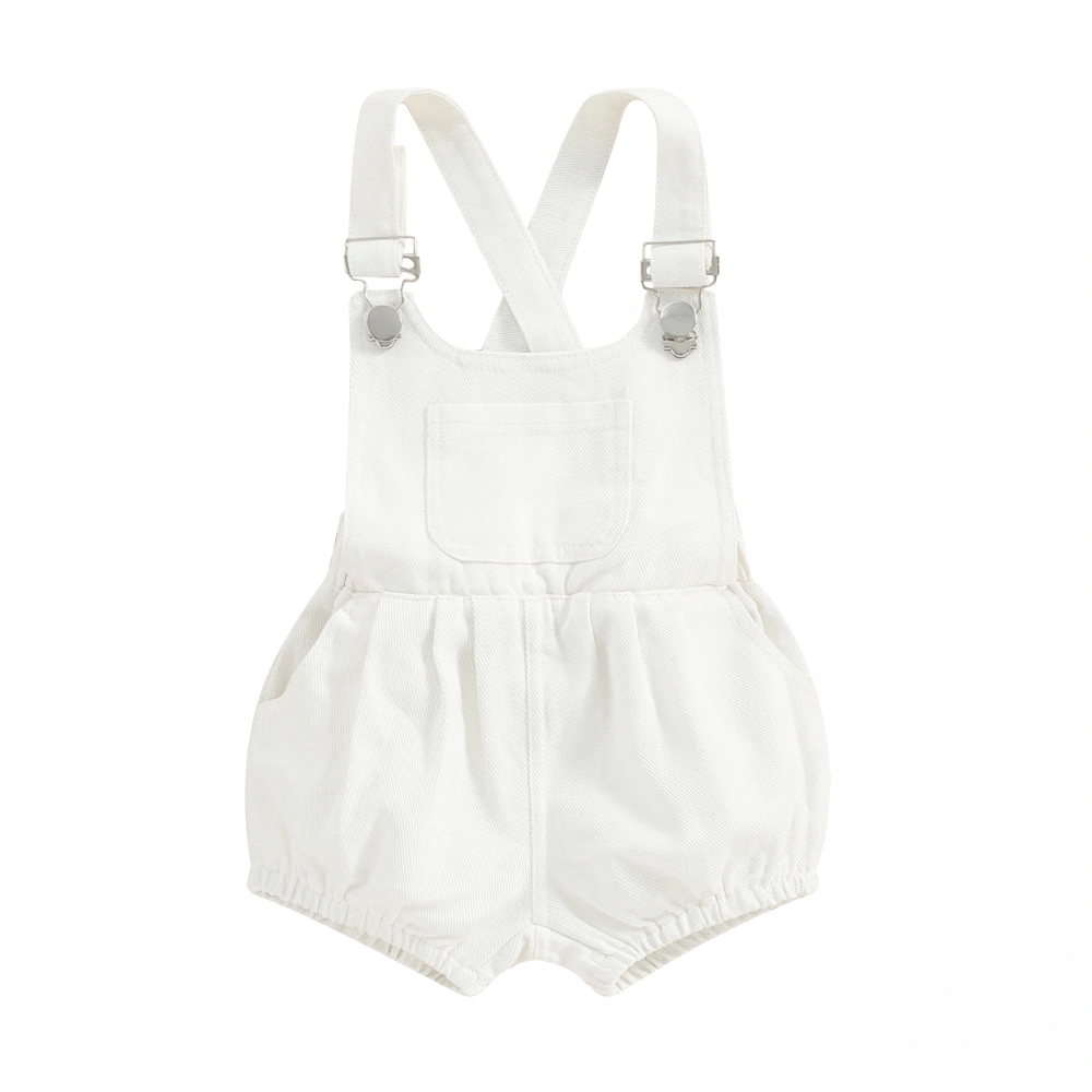 Baby Overall Shorts, Solid Color Summer Denim Clothes with Pocket