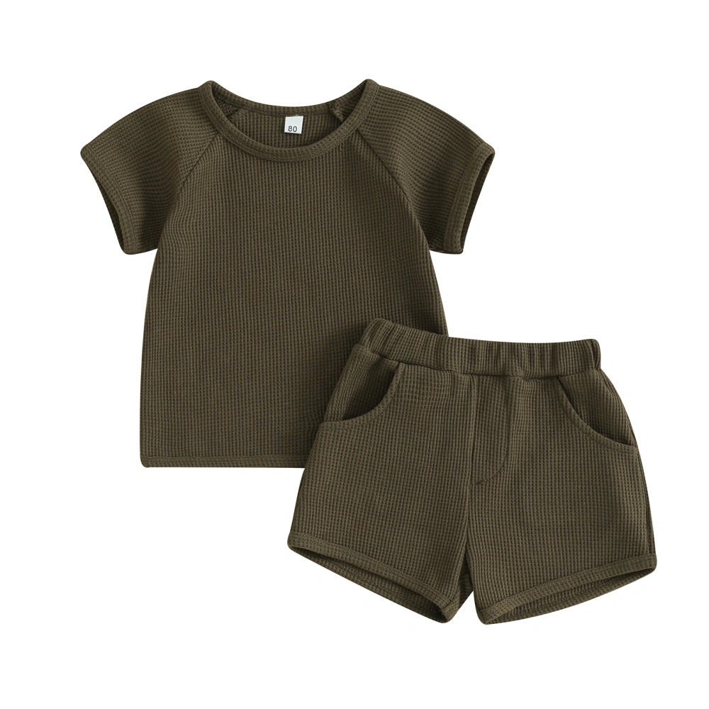 Kids Boys Shorts Set, Short Sleeve T-shirt with Elastic Waist Shorts