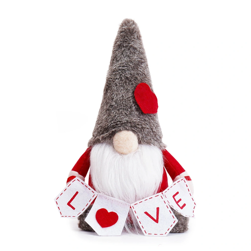 Valentine’s Day Gnome Decoration Heart Nisse Doll Holding Love Banner