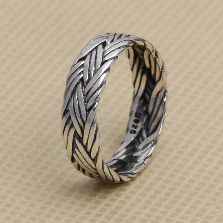 Sterling Silver Ring 3-strand Hand-woven