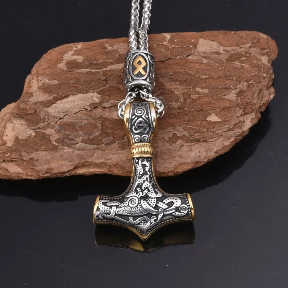 Stainless Steel Viking Impactor Pendant Necklace