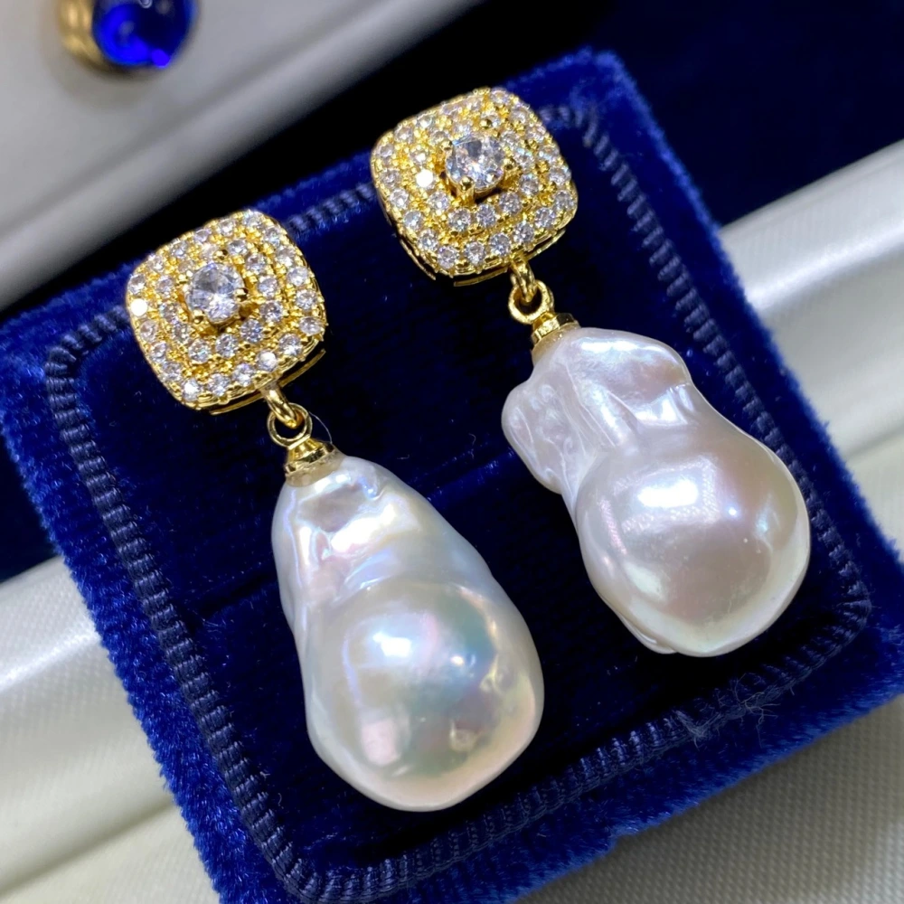 New Natural Baroque Shaped Pearl Earrings