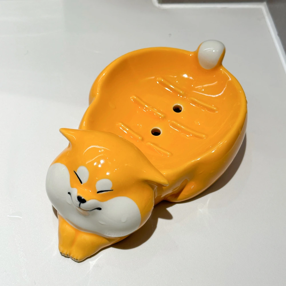 Bathroom Cute Ceramic Drain No Water Soap Dish