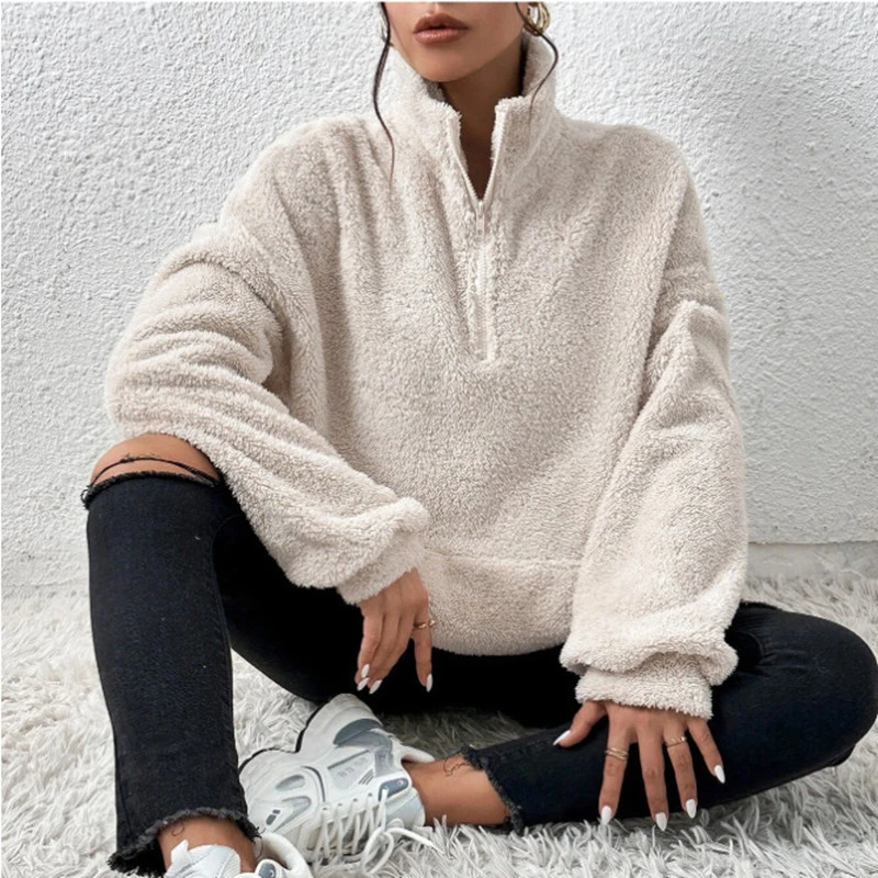 Women's Fashion Casual Plush Stand Collar Sweater