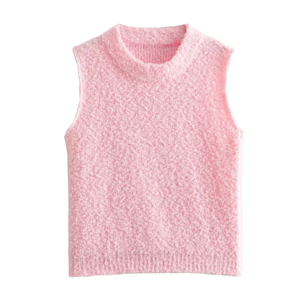 All-match Round Neck Sleeveless Knit Vest Vest For Women