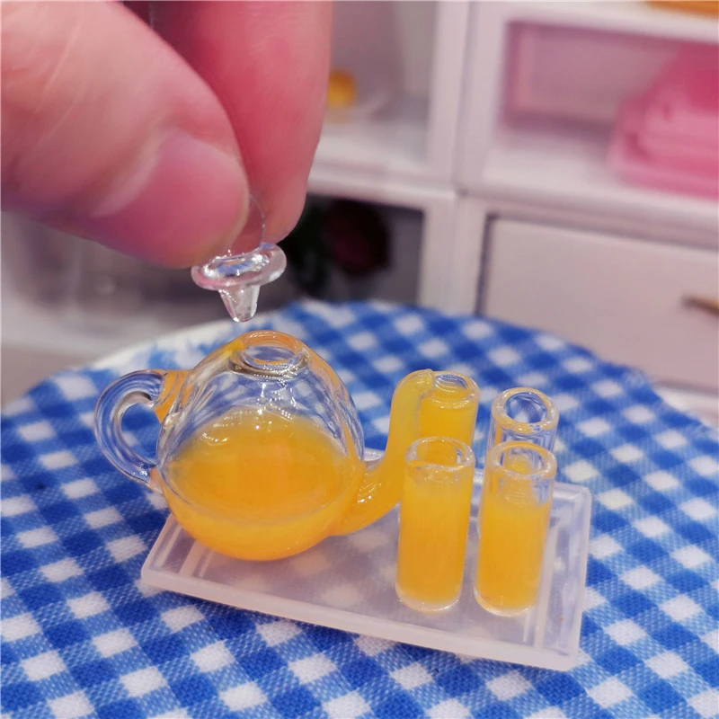 Doll House Miniature Furniture Tableware Miniature Simulation Transparent Colored Glass Cup