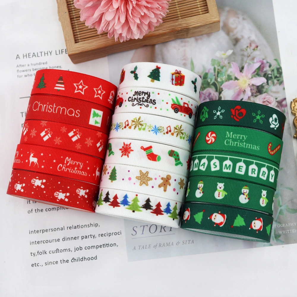 Gift Christmas Accessories DIY Decorative Thermal Transfer Polyester Ribbon