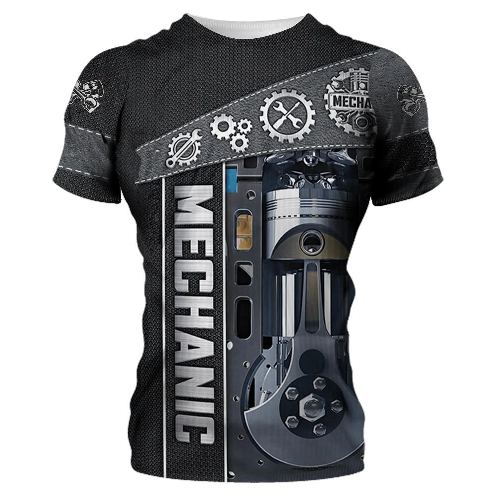 Men's Mechanical T-shirt Printed Short Sleeve Summer