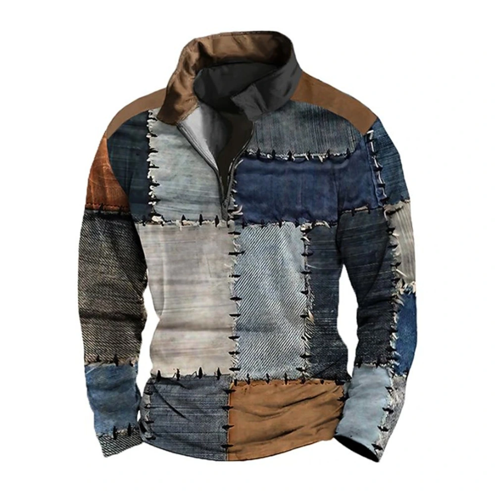 Half Zipper Sweater Ethnic Style 3d Printing
