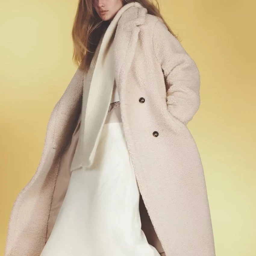 Autumn And Winter New Women's Solid Color Casual Long Lamb Wool Coat