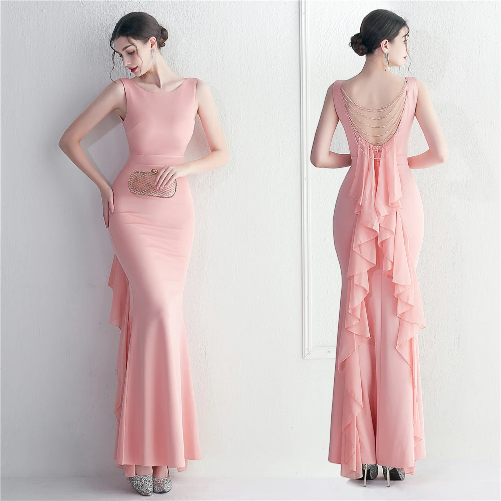 Heavy Craft Pearl Satin And Chiffon Dress