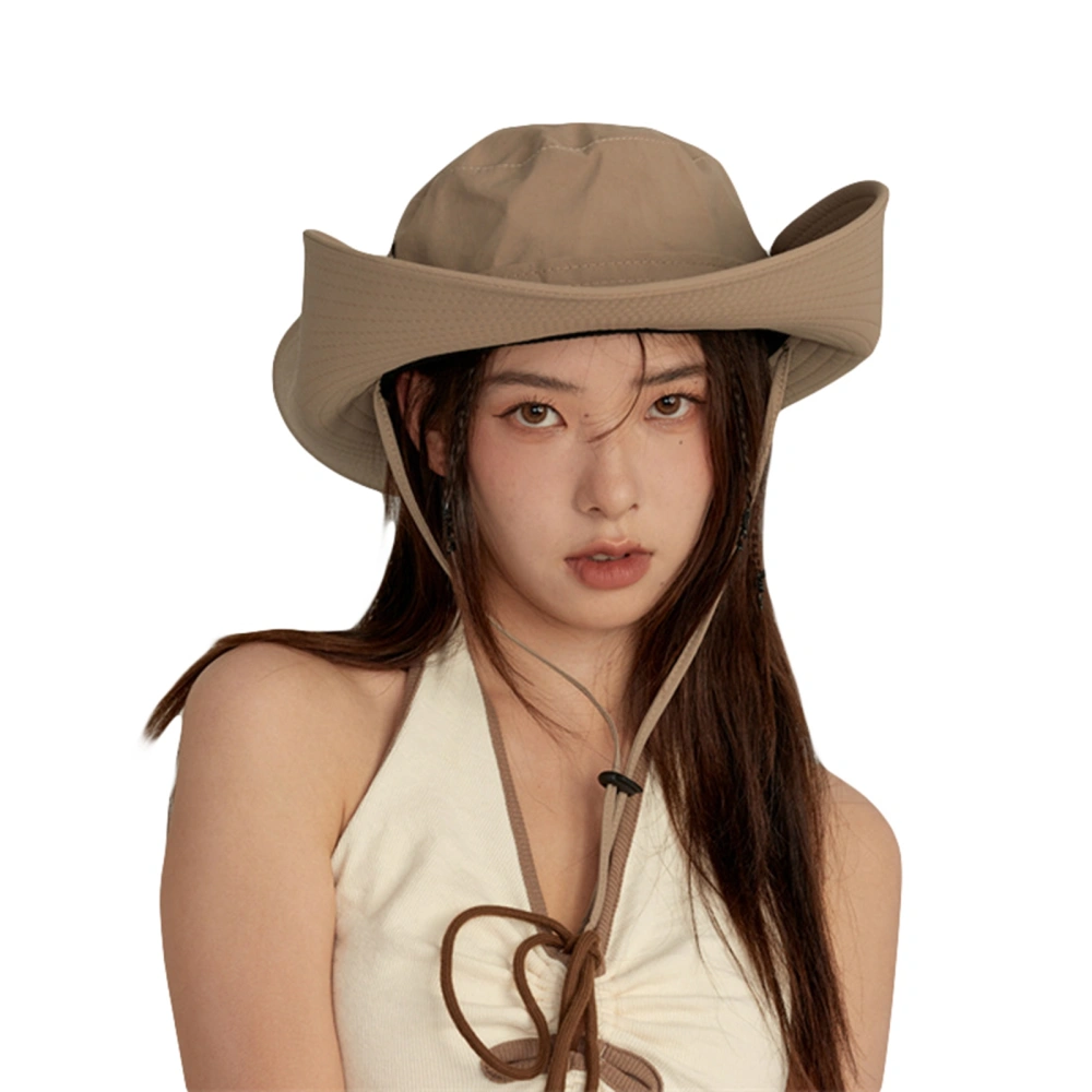 Women’s Waterproof Wide Brim Western Cowgirl Cap Sun Protection Hat 