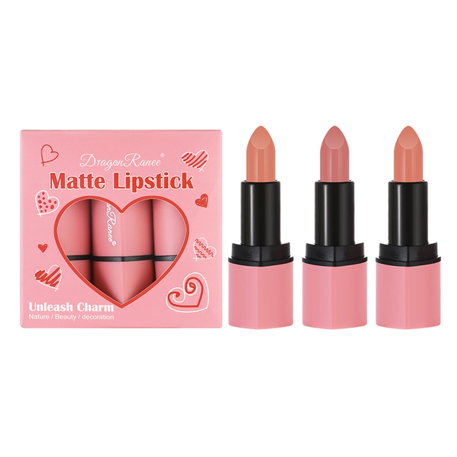 3Pcs Matte Lipstick Set Soft Velvet Lip Sticks Nude Lip Tint Kit