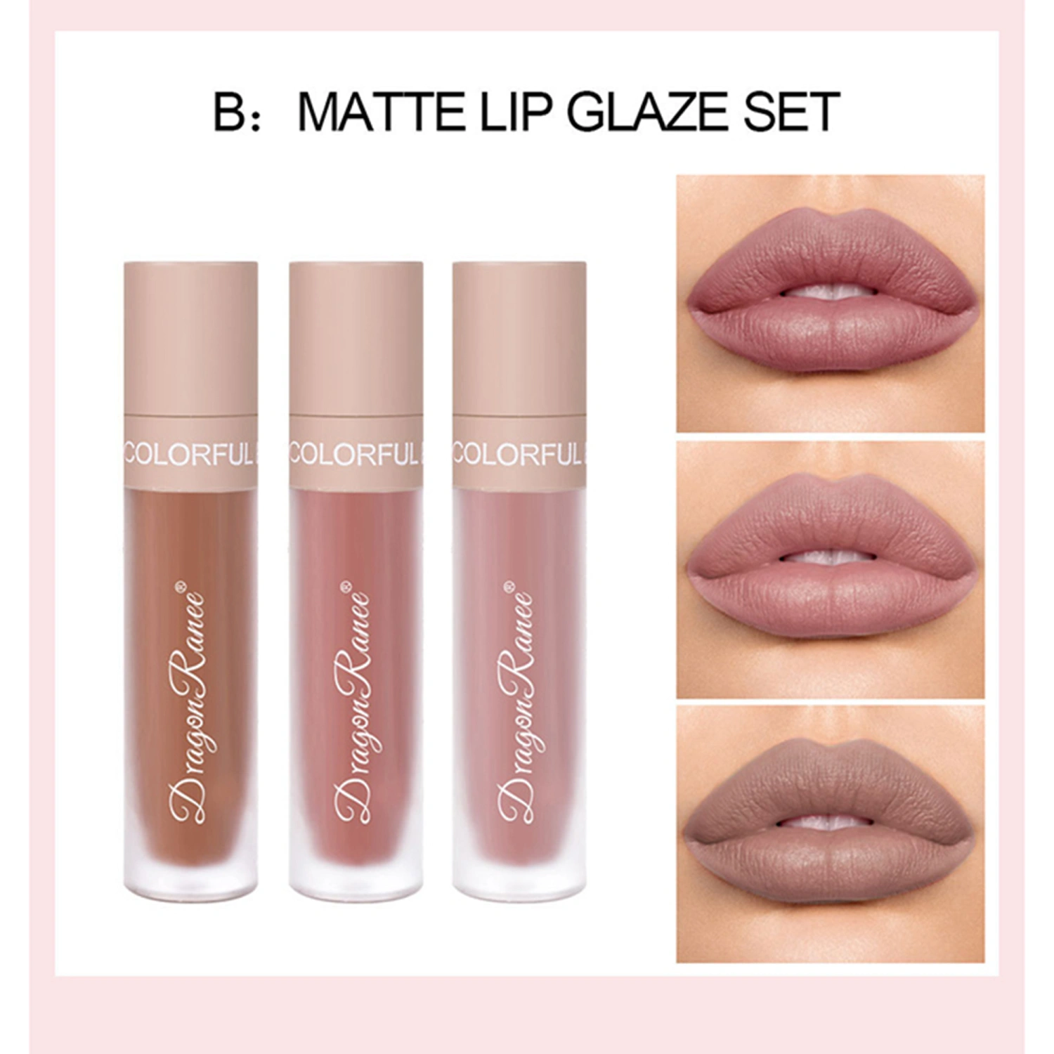 Lip Gloss Set 3 Colors Long Lasting Waterproof Matte Liquid Lipstick 