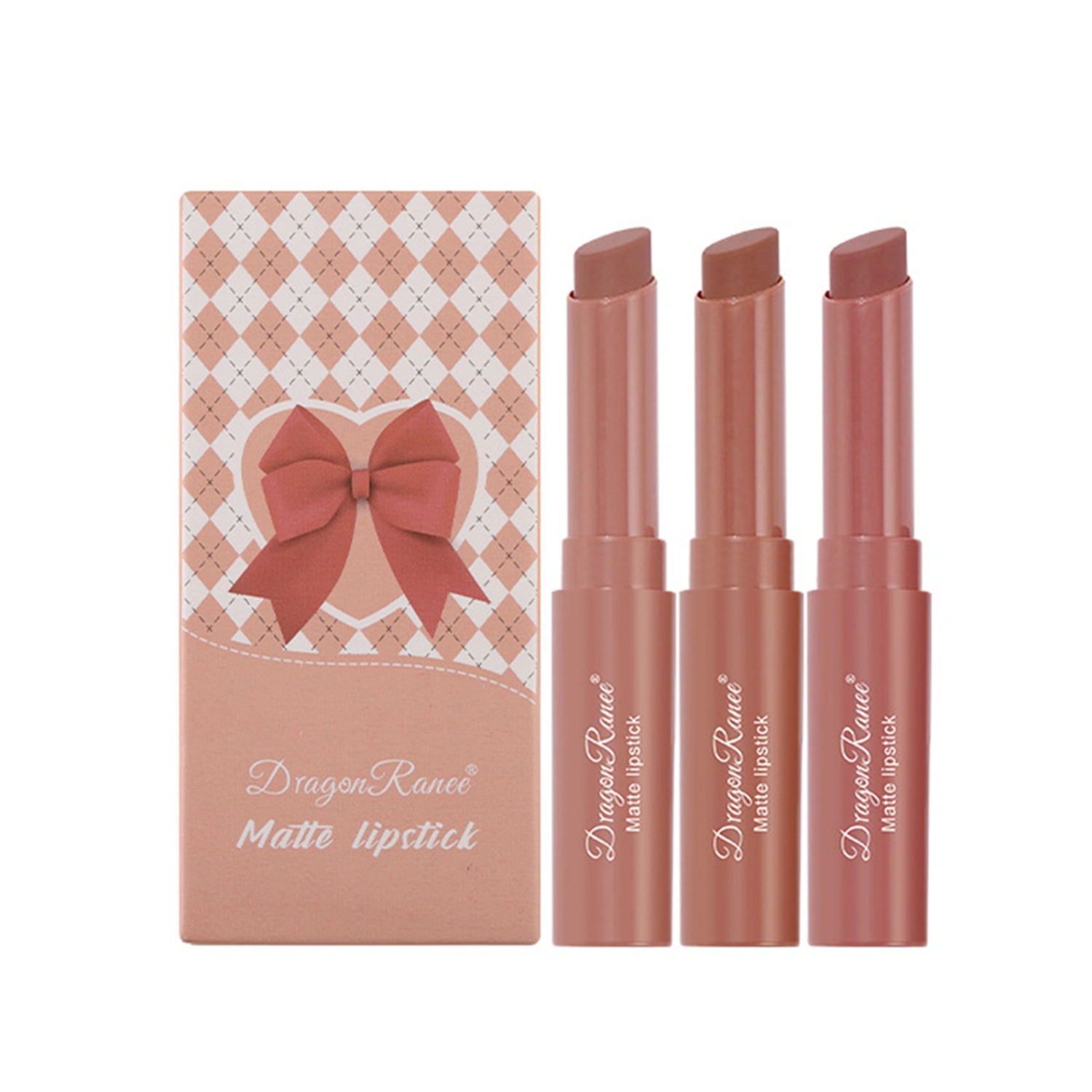 3Pcs Matte Lipstick Kit Soft Velvet Lip Sticks Nude Lip Tint Set