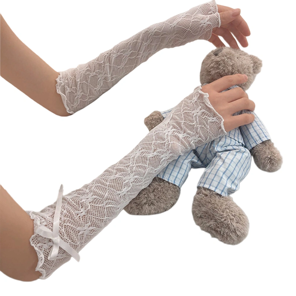 Women UV Protection Arm Sleeves Lace Floral Fingerless Arm Warmers