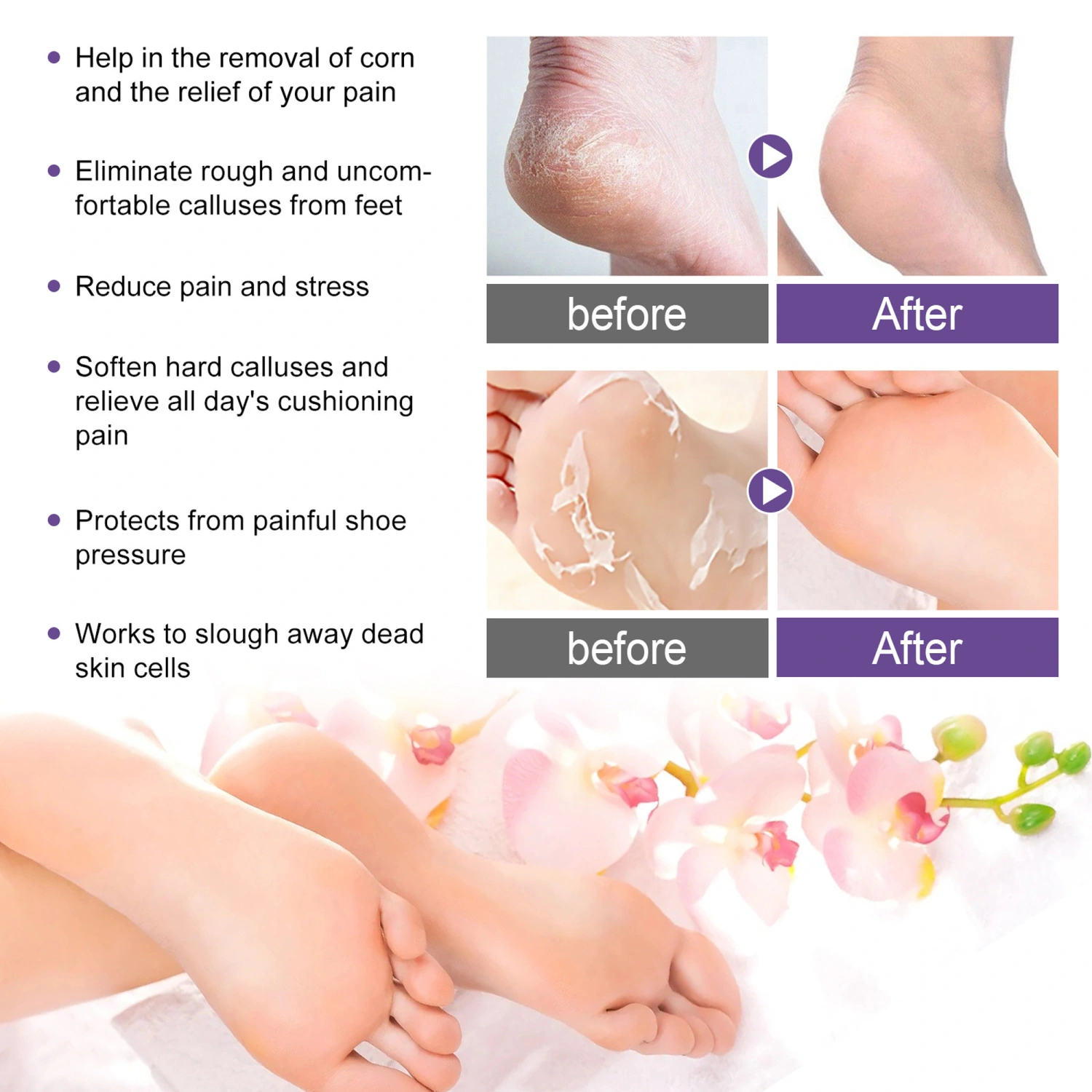 Lavender Foot Cover, Peeling Moisturizing Calluses Dead Skin Remover
