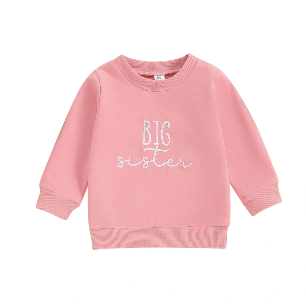 Girl Spring Autumn Pullovers Letter Embroidery Long-Sleeved Sweatshirt