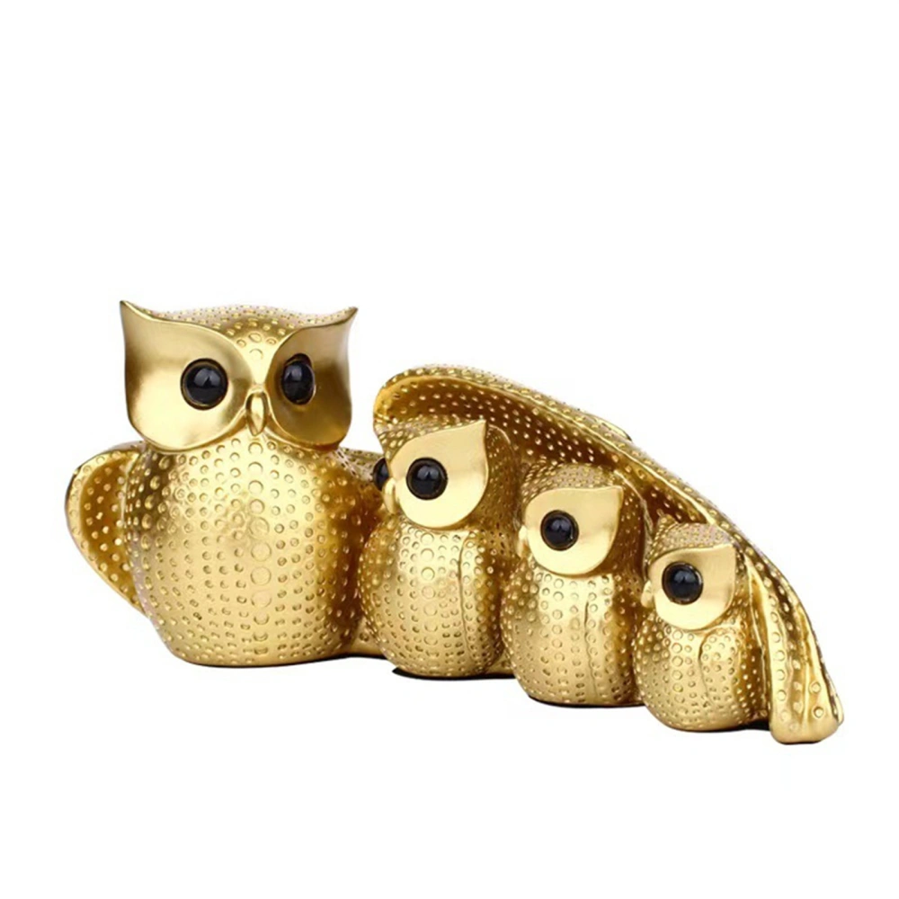 Resin Owl Figurines Decor, Cute a Family of Four Owls Statues Ornament