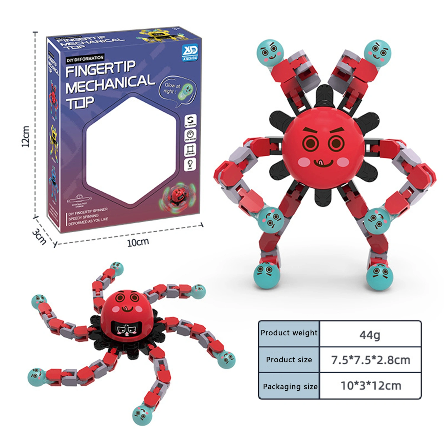 Fidget Spinner Toy, DIY Luminous Changeable Face Expression Robot