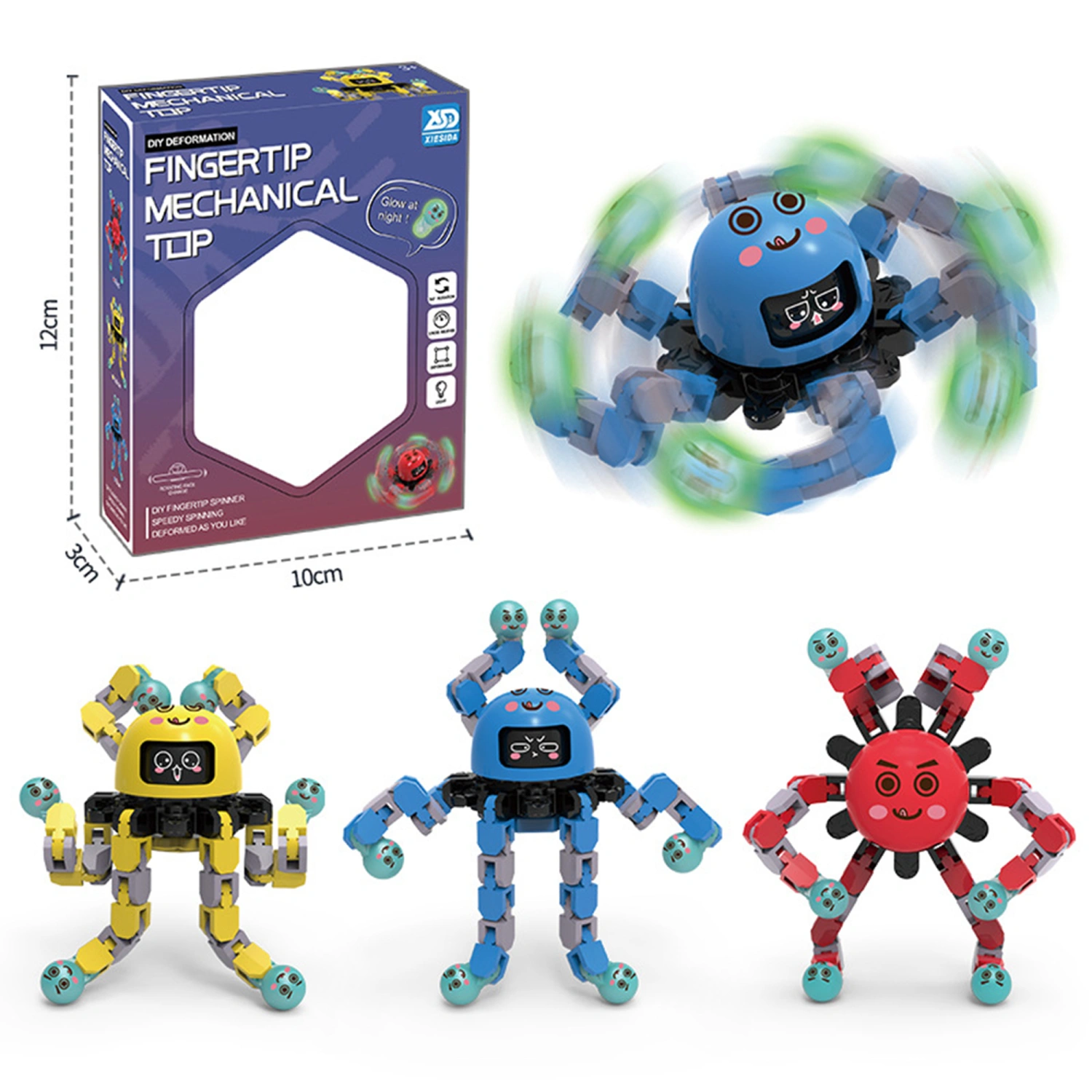 Fidget Spinner Toy, DIY Luminous Changeable Face Expression Robot