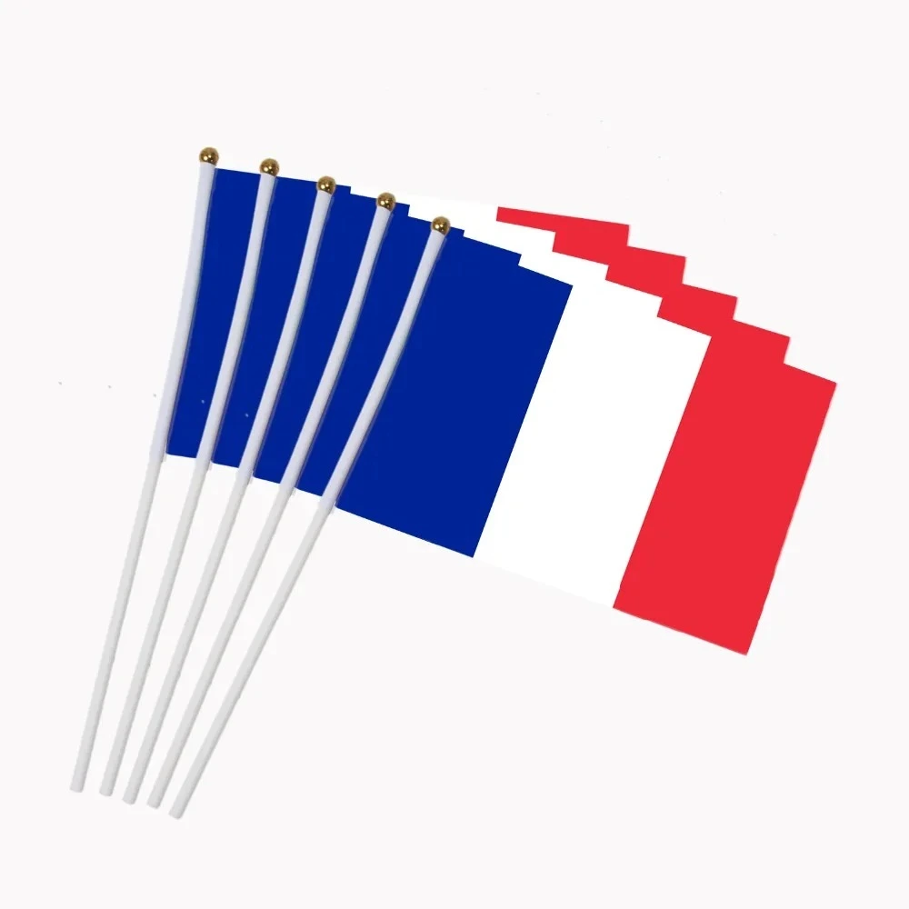 The French Hand Waving Flags With Plastic Flagpoles