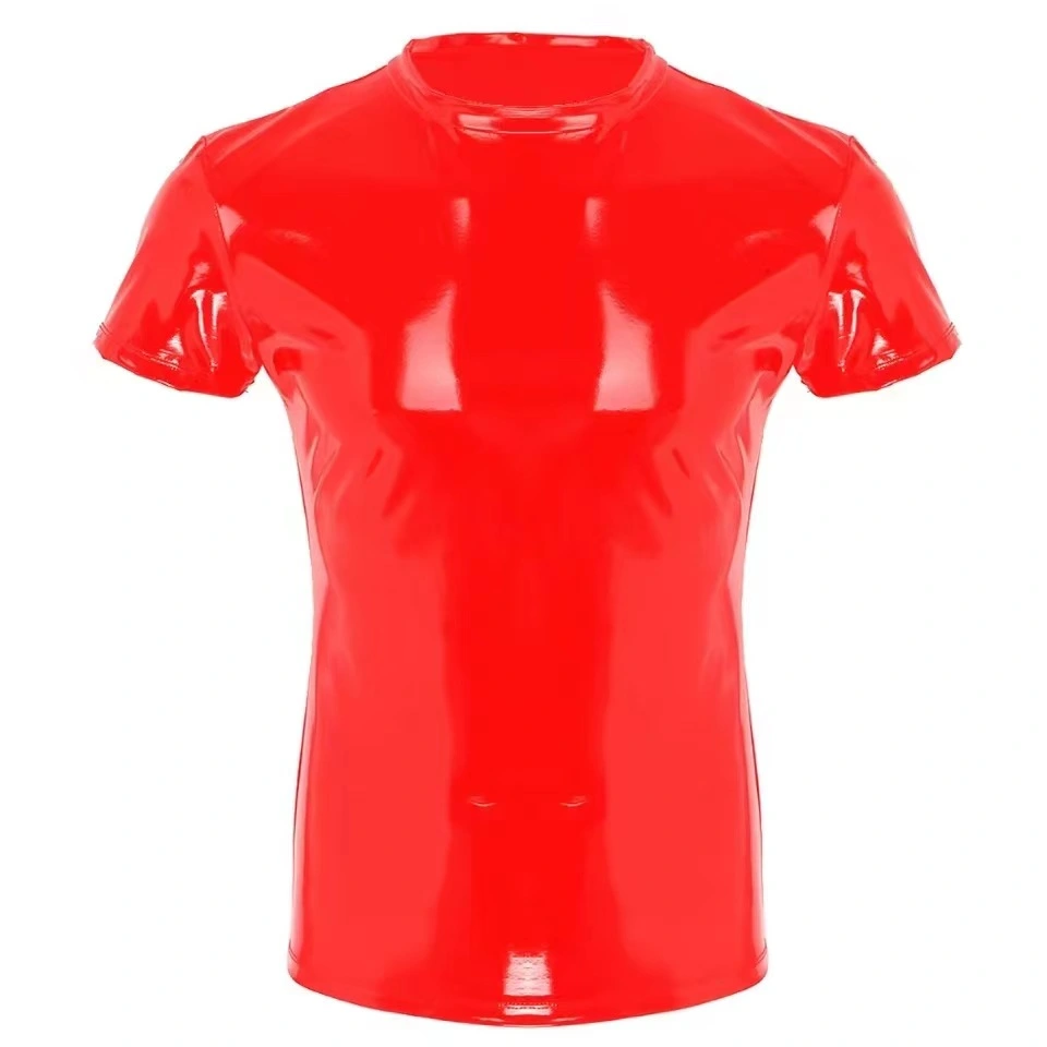 Men's Mirror Skin Vest Bright Leather Short Sleeve