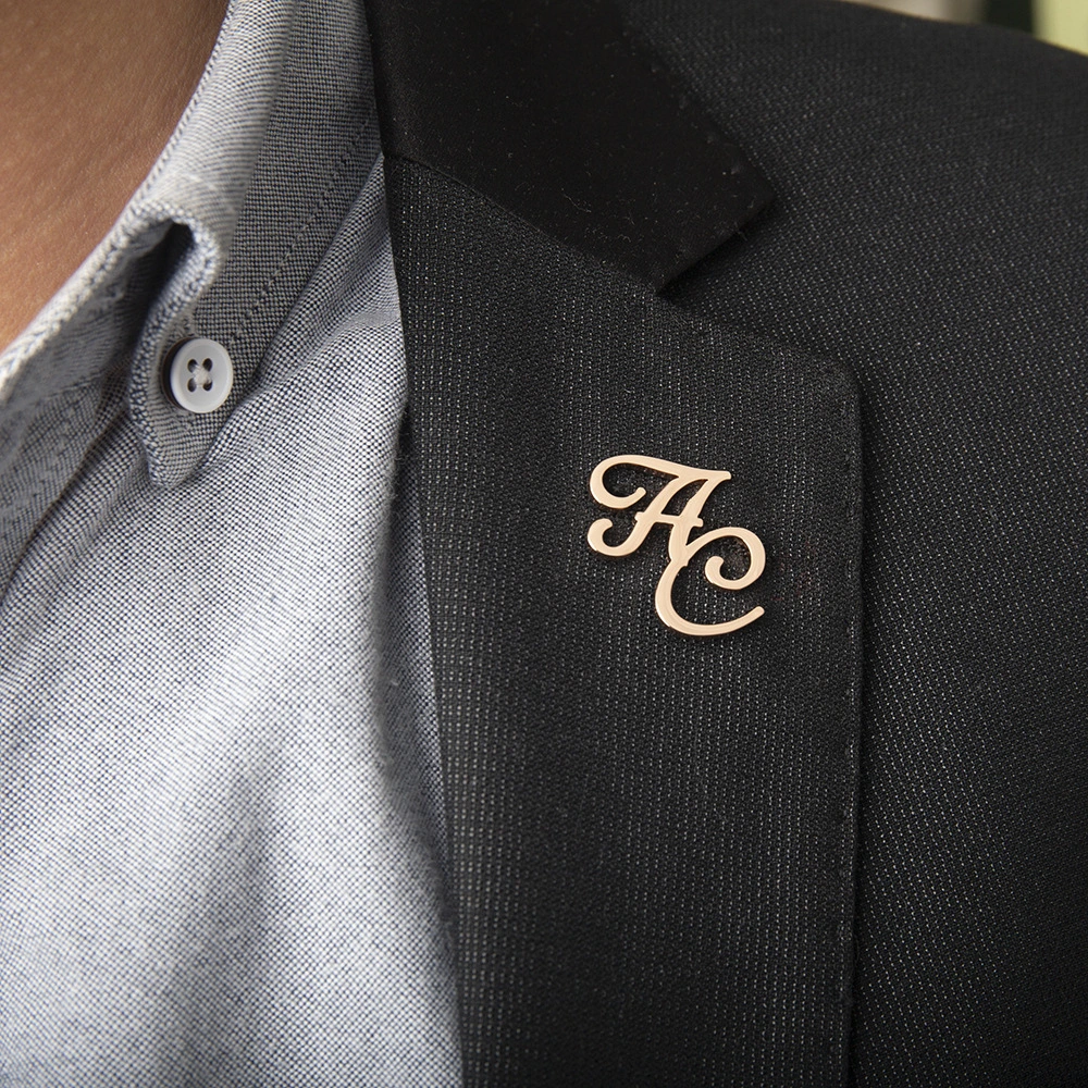 Men's Suit Name Double Letter Brooch