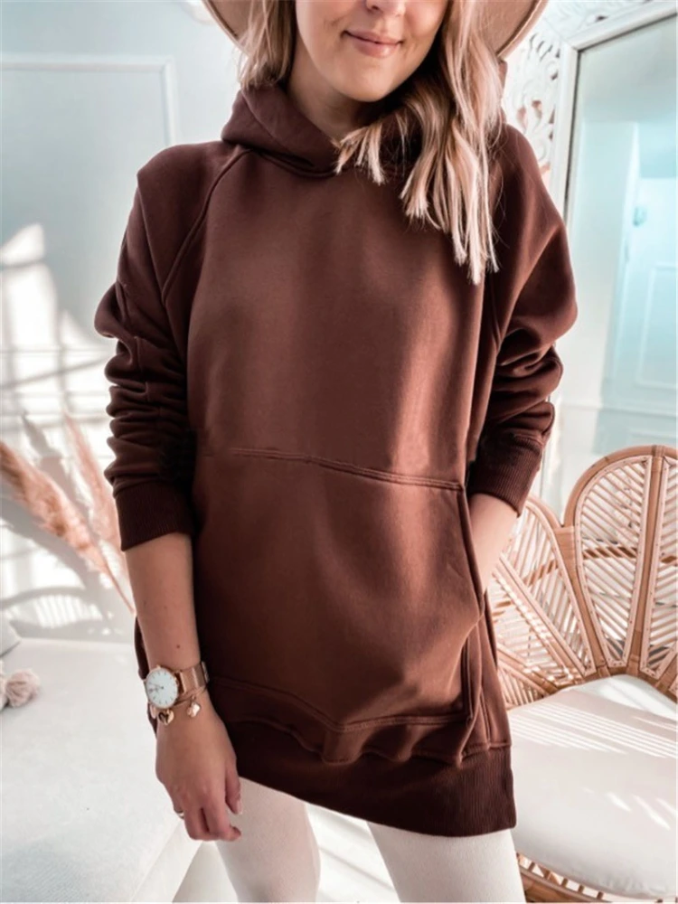 Women's Pullover Thick Solid Color Sweatshirt