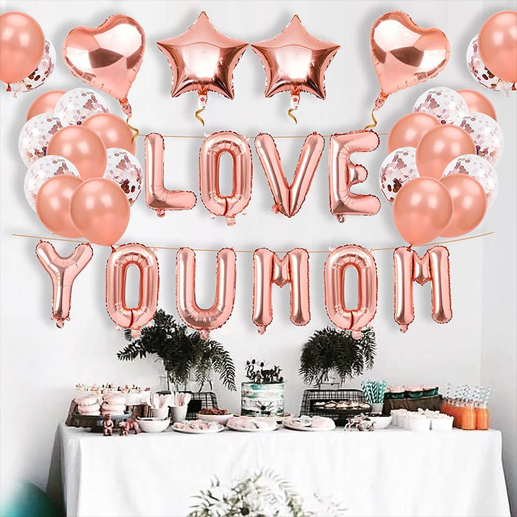 42 Piece Rose Gold Mother's Day Party Decorations Balloon Set