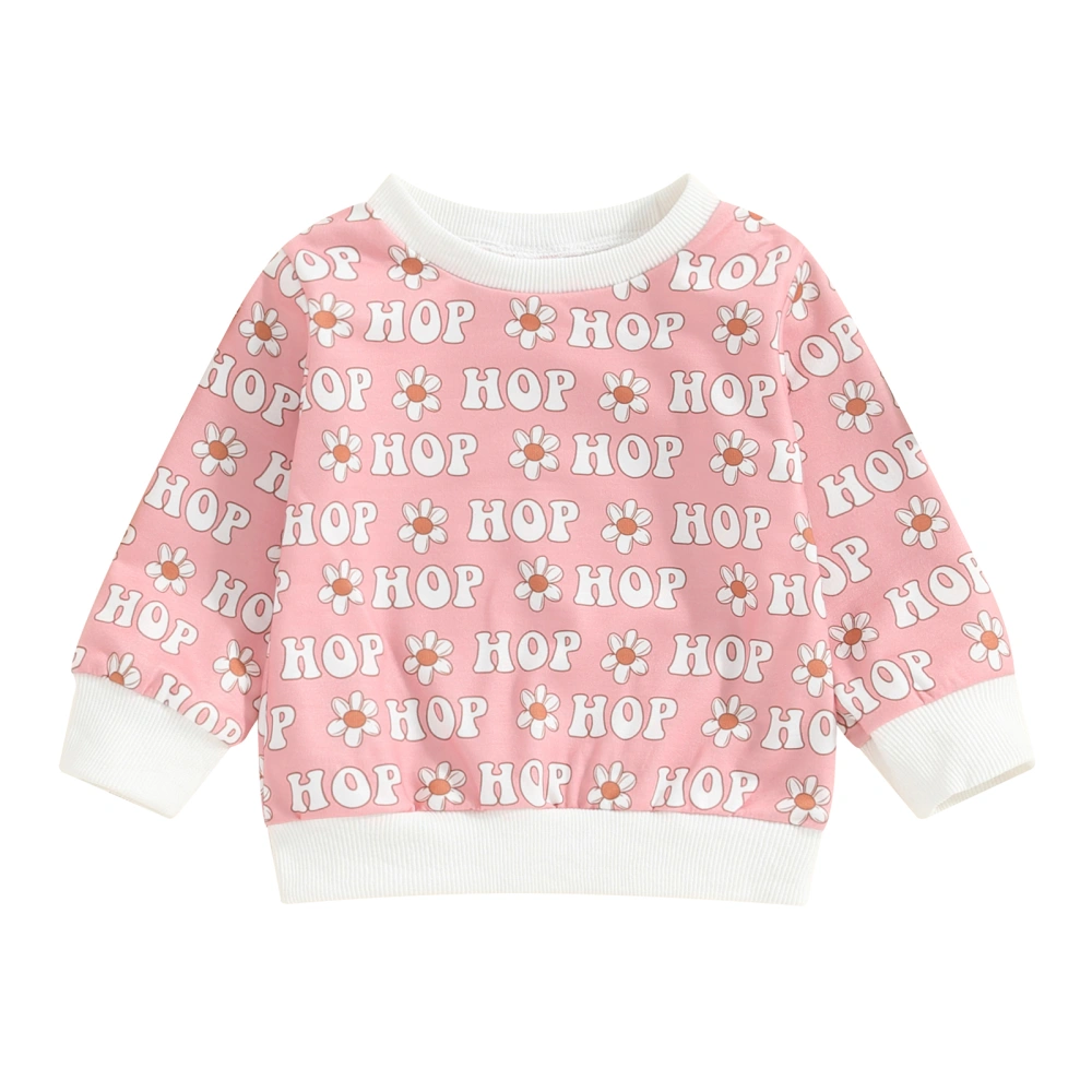 Toddler Girls Sweatshirts Easter Clothes Letter Flower Print Tops