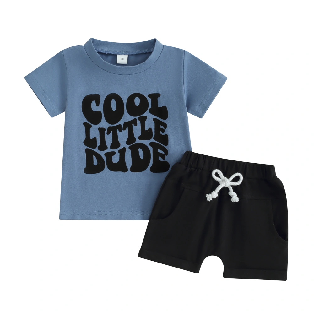 Toddler Boy Short Sleeve Tops + Elastic Waist Shorts Summer Set