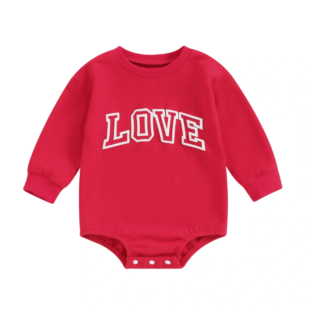 Toddler Sweatshirt Romper Valentine Letter Print Long Sleeve Jumpsuit