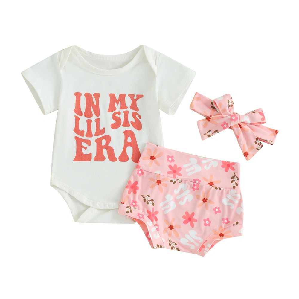 Baby Girl Summer Outfits Letter Print Rompers Shorts Headband