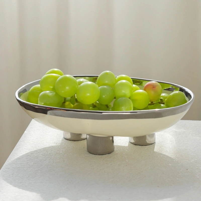 Porcelain Modern Minimalist Creative Handmade Ceramic Three Feet High Foot Fruit Plate