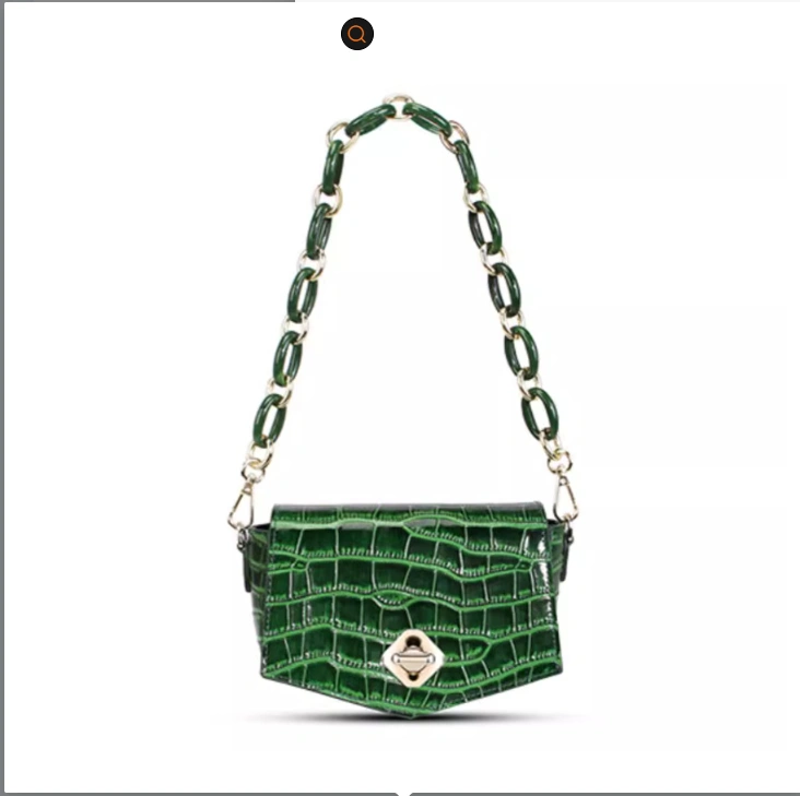 Green Leather Women's Shoulder Crossbody Bag Crocodile Pattern