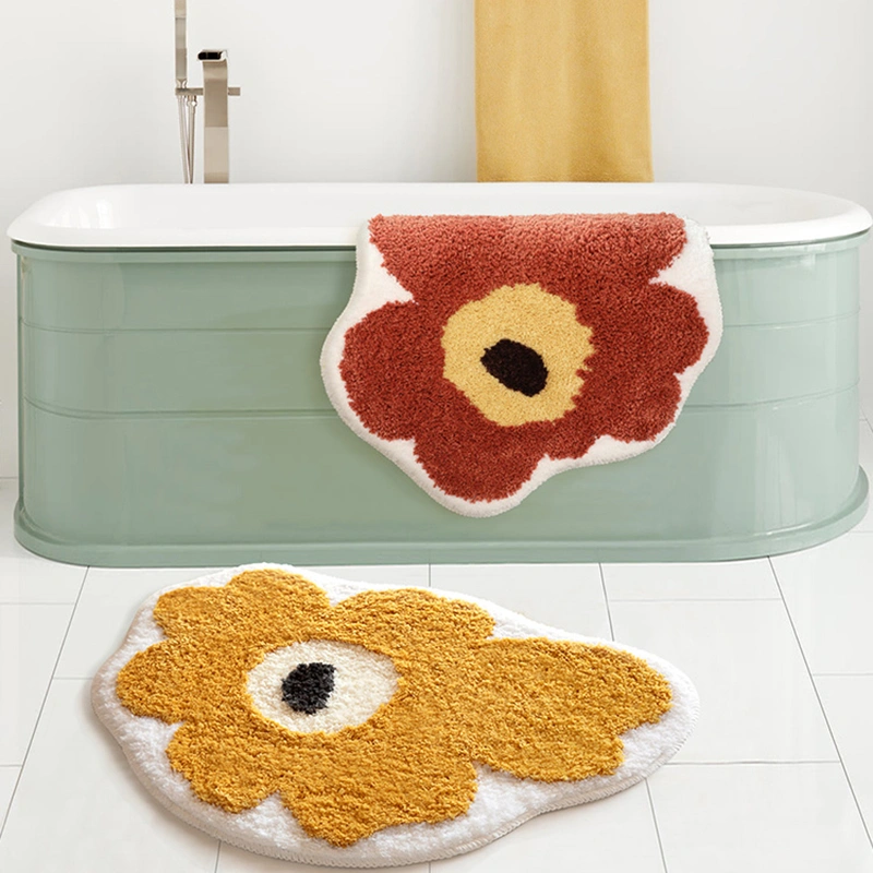 Bathroom Floor Mat Absorbent Cute Cartoon Flower