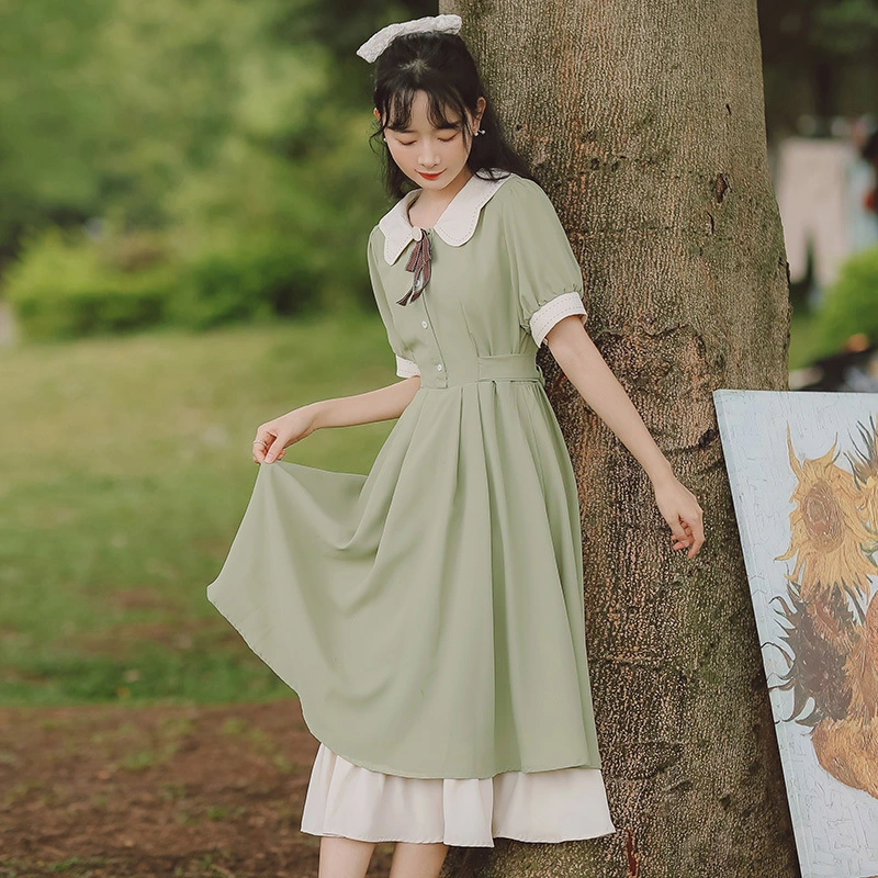 Ruffled Tie Waist Short Sleeve Fairy Dress