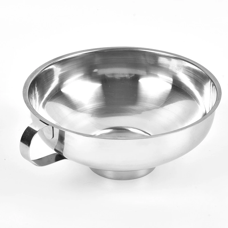 Stainless Steel Wide Mouth Funnel Large Diameter Surface Leakage Outer Belt Packing Food Pickles Jam Sausage Powder Funnel