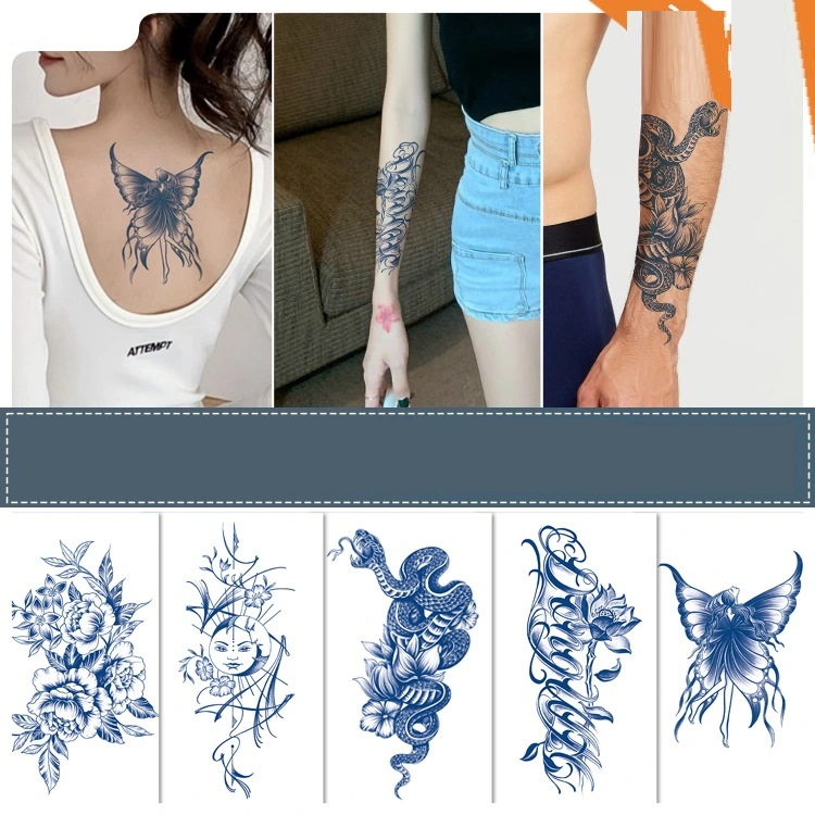 Herbal Juice Half Sleeve Letter Animal Tattoo Sticker