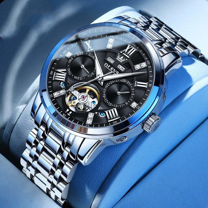 New Multi-functional Fashion Mechanical Business Classic Steel Belt Waterproof Men's Watch