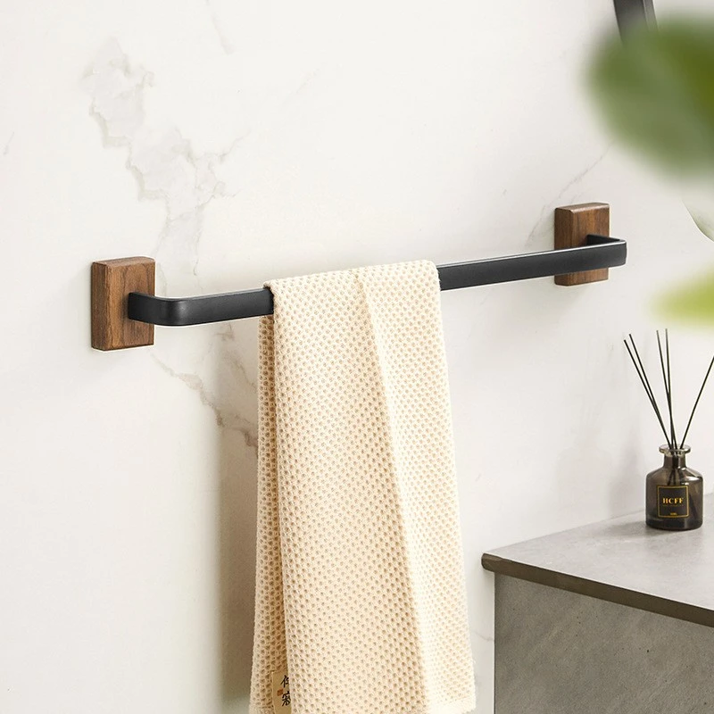 Nordic Walnut Towel Bar Punch-free Household