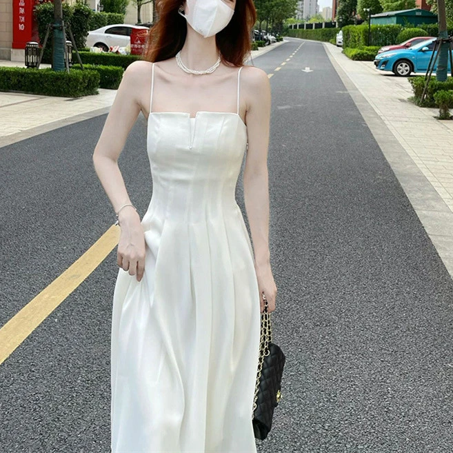 White Suspender Tube Top Dress Women