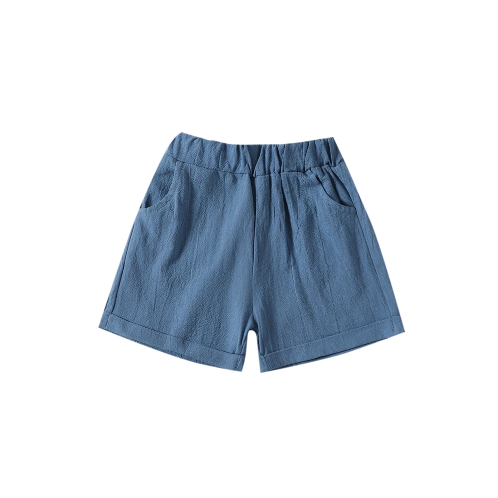 Baby Girl Casual Elastic Waistband Folded Hem Solid Summer Shorts 