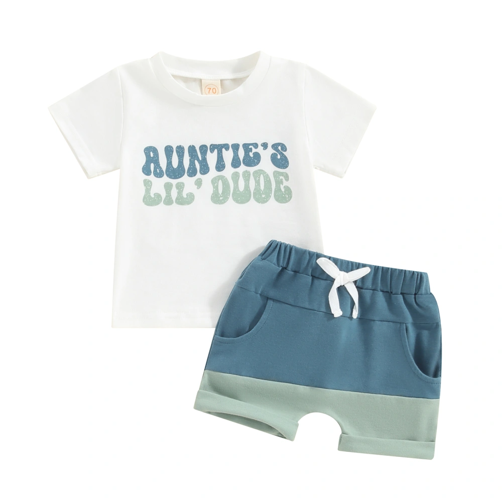 Toddler Boys Summer Outfits Letter Print T-Shirts Tops Shorts Set