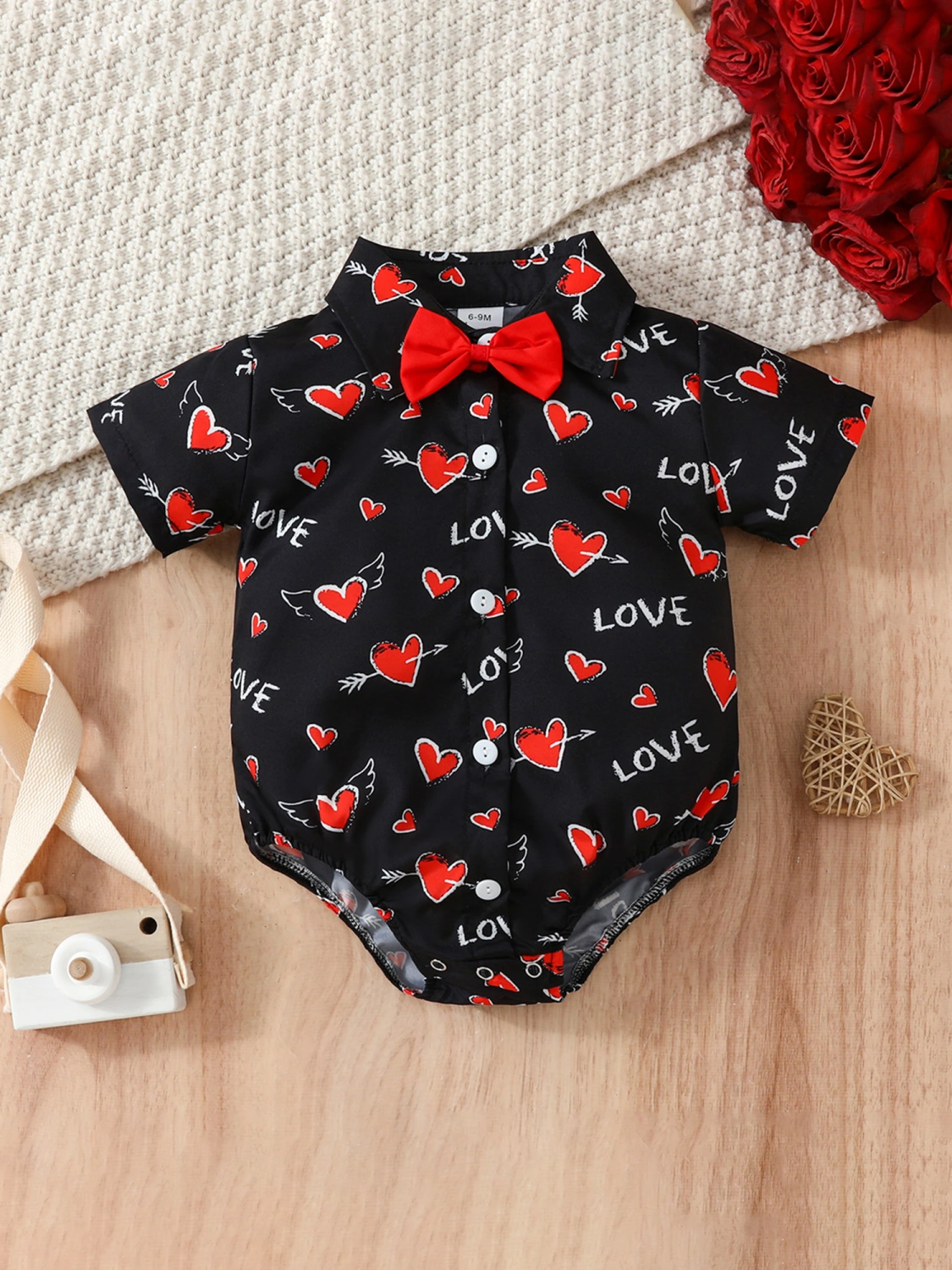 Baby Boy Valentine's Day Outfit Gentleman Bowtie Tuxedo Shirts Rompers