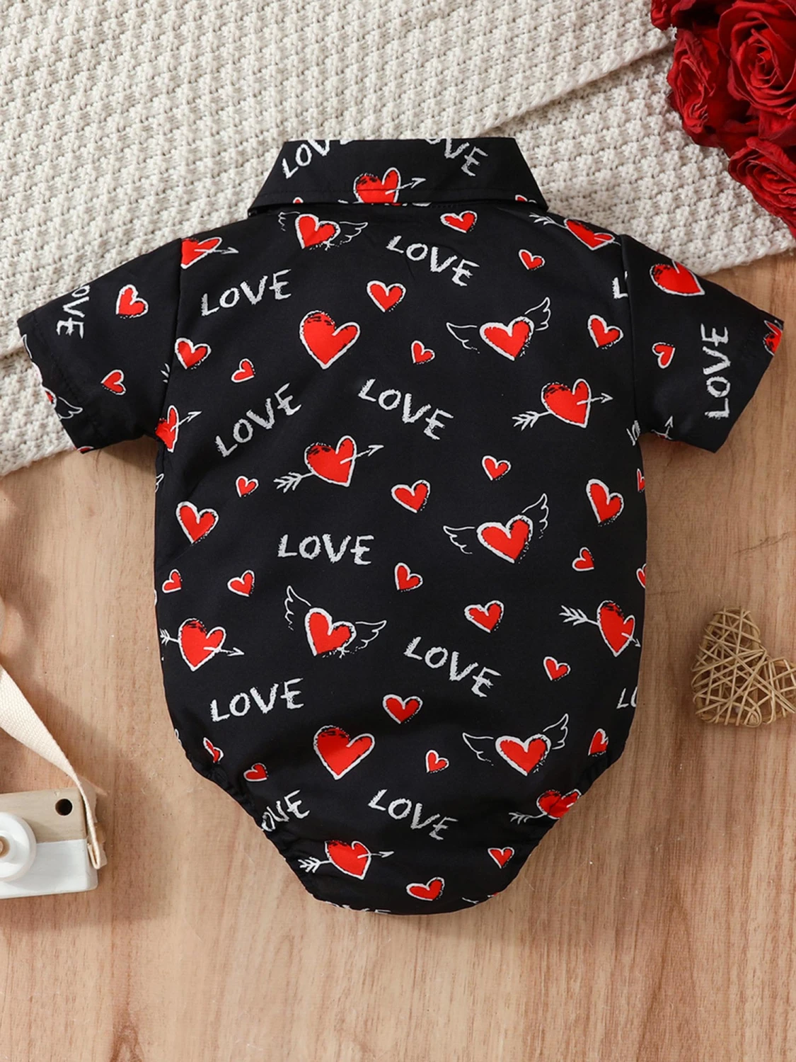 Baby Boy Valentine's Day Outfit Gentleman Bowtie Tuxedo Shirts Rompers