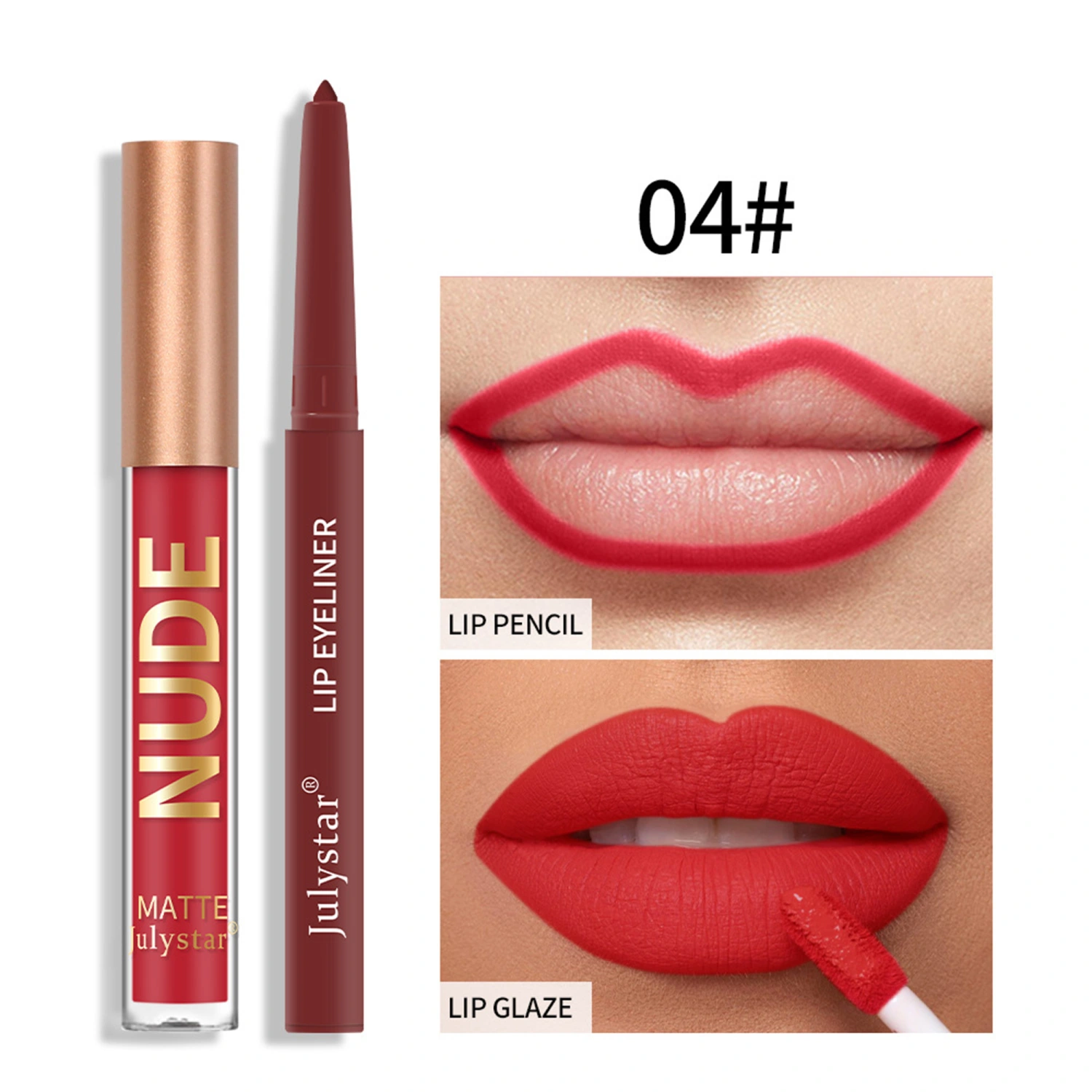 12Pcs Lip Liner and Lipstick Set, 6 Colors Matte Lip Gloss Lip Liner